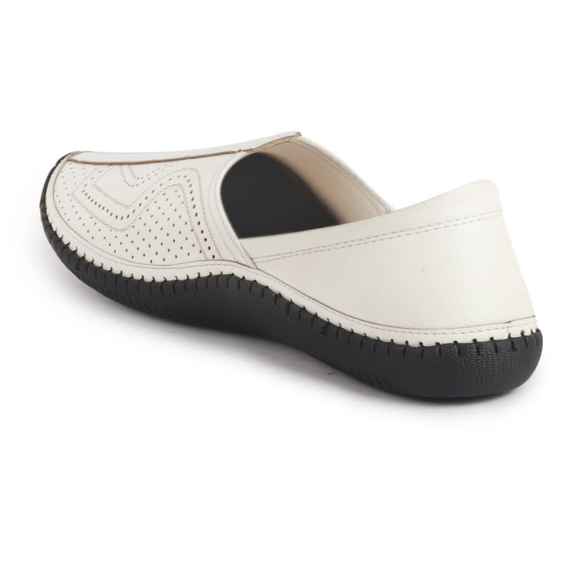 Image of FAUSTO Men Perforated Side Stitched Ethnic Round Toe Juttis and Mojaris for Wedding | Flexible Anti Skid Sole | Pathani Kurta Slip On Shoes