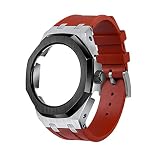 GLBMLMTHZP GA2100 GA2110. Cinturino in tuta in metallo in acciaio inox Cinturino in gomma compatibile for Jeraland for strumenti di modifica Cassa dell'orologio(Red)
