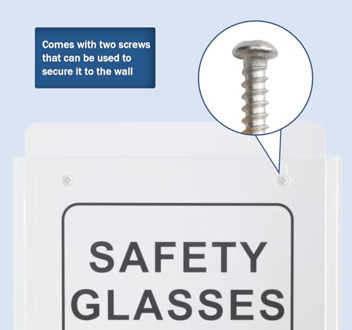 Healthible Acrylic Safety Glasses Dispenser, Holder for Industrial, Dental, Lab Setting Clear Stand or Wall Organizer, Visitor Safety Glasses Holder for Disposable Goggle Storage Glove