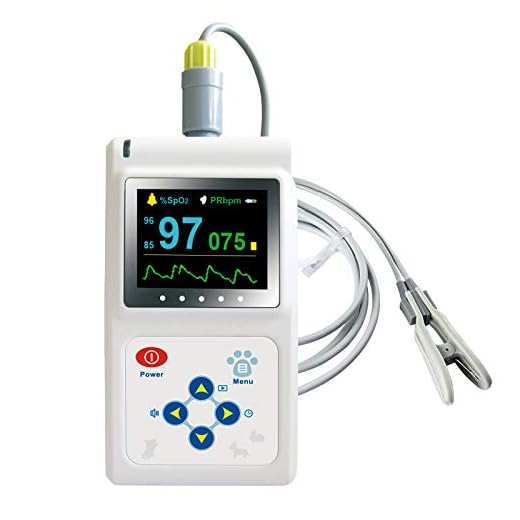 CONTEC CMS60D-VET Veterinary Pulse Oximeter Handheld Machine for Cat and Dog with Pulse Rate Tongue/Ear SPO2 Probe
