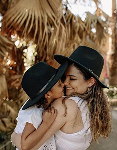 Kids Fedora-Hats Girls Vintage Wide Brim Felt-Bowler-Cap Belt-Fedora-Hat（5-9T）4