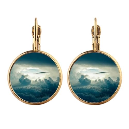 Boucles d'oreilles pendantes à clip en or et fins nuages gris de haute qualité