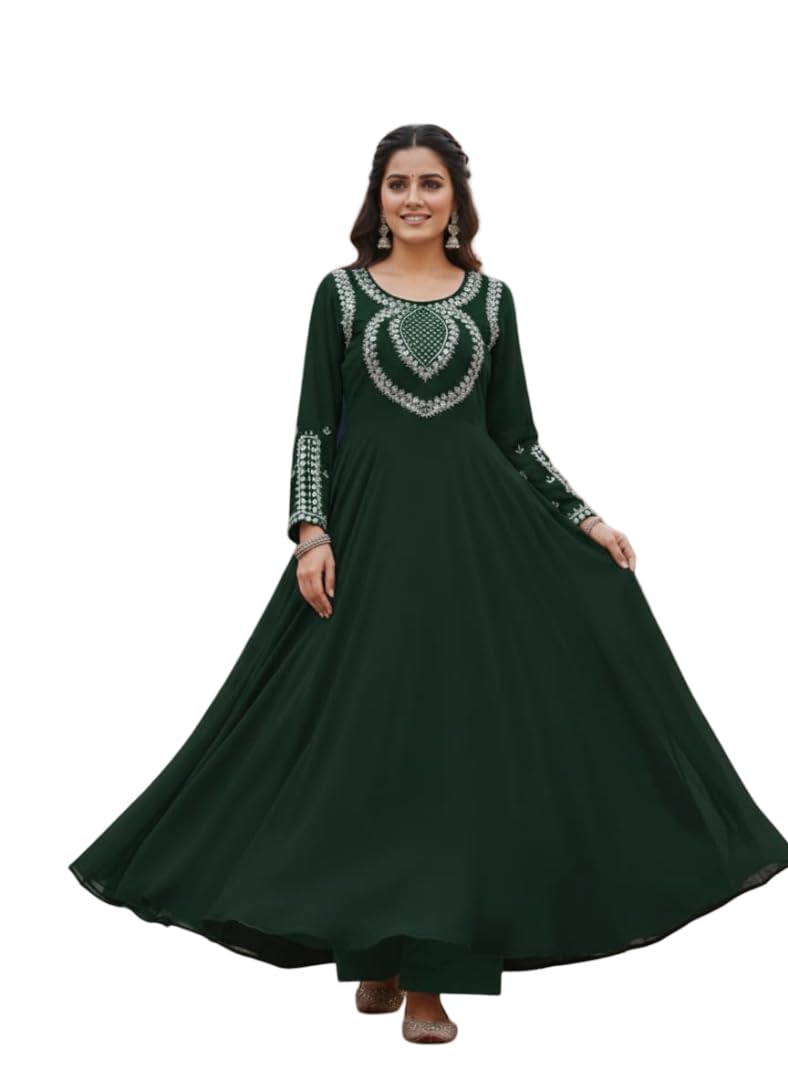 SR Fashion Galaxyy Women's Embroidered Anarkali Gown with Dupatta, (in, Alpha, XL, Regular, XL, Green)-image-33