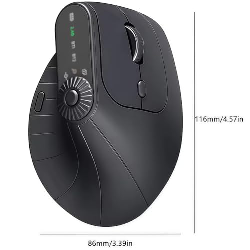 Mouse verticale ergonomico wireless con DPI regolabile 1000-2400, Bluetooth 5.0 e ricevitore USB-C, design a tripla connessione per laptop, PC e Mac