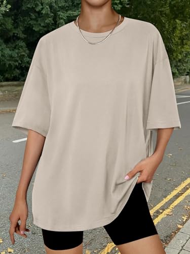 Image of Trendy Queen Womens Oversized T-Shirts Short Sleeves Workout Tops | Casual Summer Gym Tees Plus Size Fashion Clothes 2026