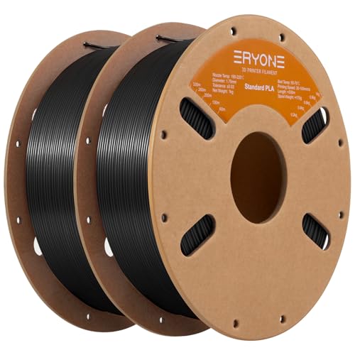 Image of ERYONE PLA Filament 3D Printer PLA Filament 1.75mm + /- 0.03mm, PLA Filament 2KG Cardboard Spool(2.2LBS), Black