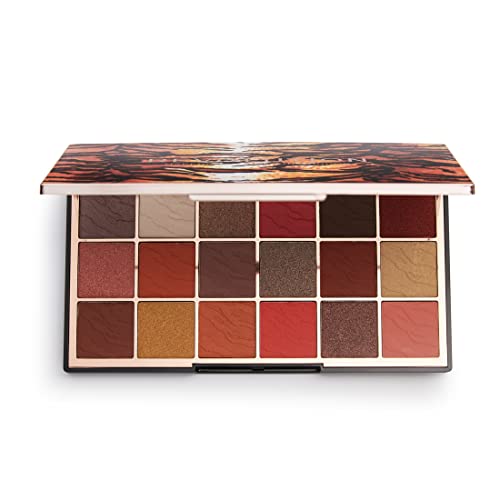 Makeup Revolution Wild Animal Eyeshadow Palette, Fierce, 18 Bold & Vibrant Shades, Crimson & Brown Hues, Vegan & Cruelty-Free, 0.52 Oz