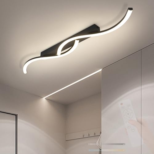 Plafonnier LED moderne noir dimmable de 80cm avec télécommande pour chambre et couloir
