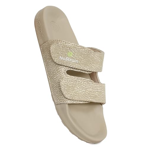 Image of NoStrain Men's Canvas Wave Print Sugar Sliders & Slippers | Ultra Soft Cushion FootBed | Comfortable Light Weight Casual Dailywear | Anti-Skid Sole | Waterproof Quick Drying Indoor Outdoor Flip Flops