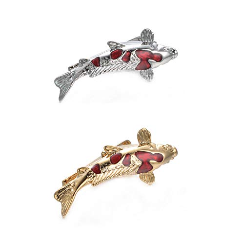 Clips de corbata koi rojo de la suerte para lucir impecable en bodas y eventos 3