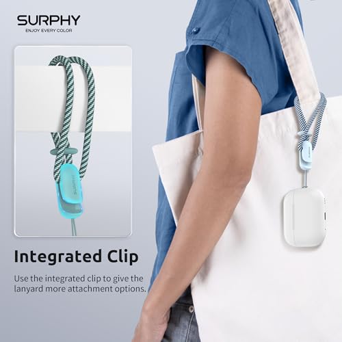 Image of SURPHY 2 Pack Phone Lanyard, Phone Wrist Strap for Case, Camera Wrist Strap | Ultra-Light 2-Color Braided Phone Strap, Cellphone Charm Strap, Anti-Lost Wrist Lanyard for Women and Men, Cloud Blue Green