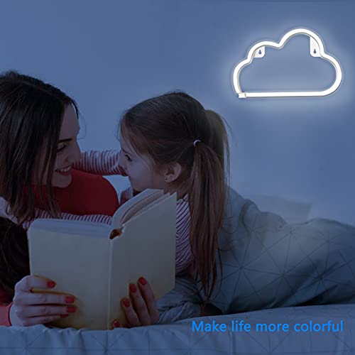 Cloud Neon Signs, Led Cloud Neon Light For Wall Decor, Battery Or Usb Powered Cloud Sign Shaped Decoration Wall Lights For Bedroom Aesthetic Teen Girl Kid Room Christmas Birthday Wedding Party White #TOP4