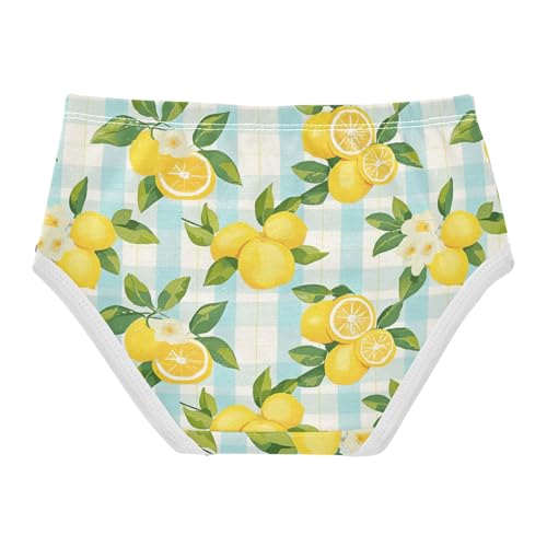 Wusikd Lemon Gingham Girls' Underwear Cotton Girls Briefs Soft Toddler Underwear 2T2
