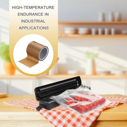 Image of PATIKIL High Temperature PTFE Tape 3-15 /16 Inch x 33 Feet, PTFE Coated Fiberglass Adhesive Tape for Vacuum Sealer Machines Hand-Impulse Sealers Insulation, Brown
