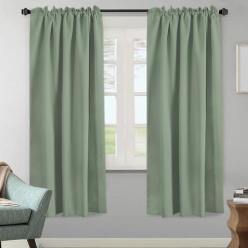 Image of H.VERSAILTEX Blackout Curtains Thermal Insulated Window Treatment Panels Room Darkening Blackout Drapes for Living Room Back Tab /Rod Pocket Bedroom Draperies (2 Panels, Cyan, 52 x 72 Inch)