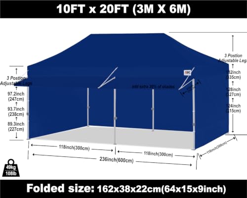 Image of ABCCANOPY 10x20 Commercial Pop up Canopy Tent with Awning Sidewall