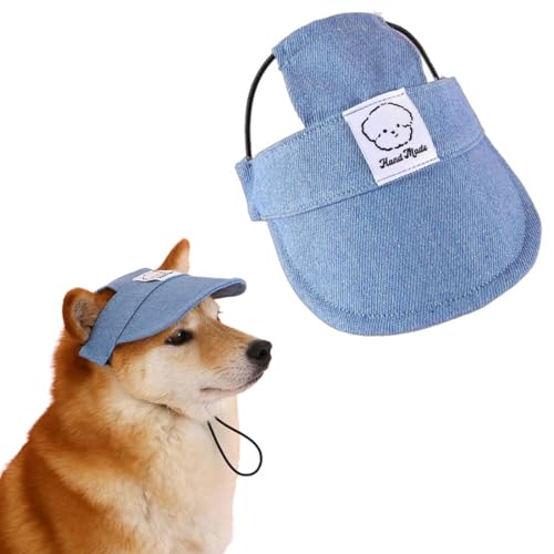 JYNXOR Gorra Perro, Sombreros para Perros con Orificios para Las Orejas Gorro para Perro para protegerse del Sol Gorro para Perro Gorra de Béisbol para Perro con Protección Solar Ajustable(M, Azul)