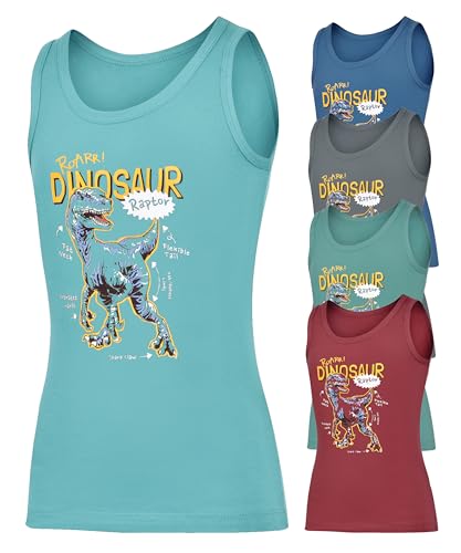 SGS 5er Pack Unterhemden Jungen Baumwolle - Hochwertige Unterwäsche Für Jungen, Atmungsaktive Unterhemd Kinder, Weiche und Bequeme Basic Shirts Für Alltag und Sport, Größe 98-164
