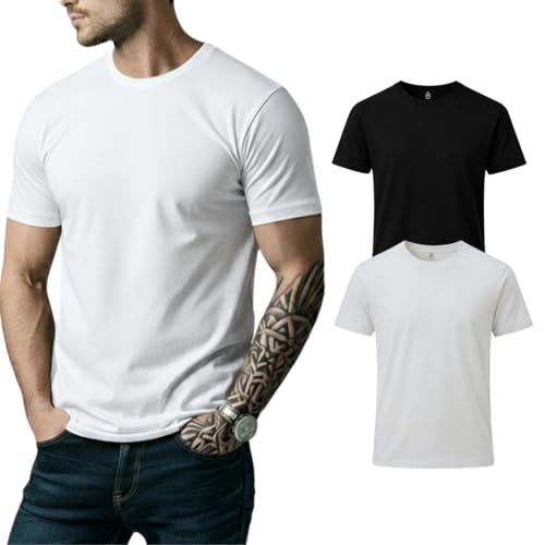 Image of Men's Cotton Crew Neck T-Shirt | 100% Cotton | Regular Fit | Soft & Breathable | Everyday Casual Wear