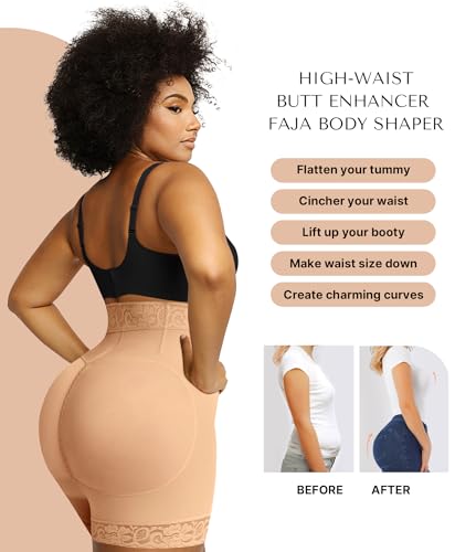 Image of SHAPELLX Shapewear Tummy Control Fajas Colombianas Moldeadoras Butt Lifting Shapewear Shorts For Women With Zip Closure