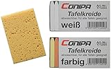 Conipa Wandtafelkreide (Farbige + Weiße Kreide + Schwamm), 1 stück (1er Pack...