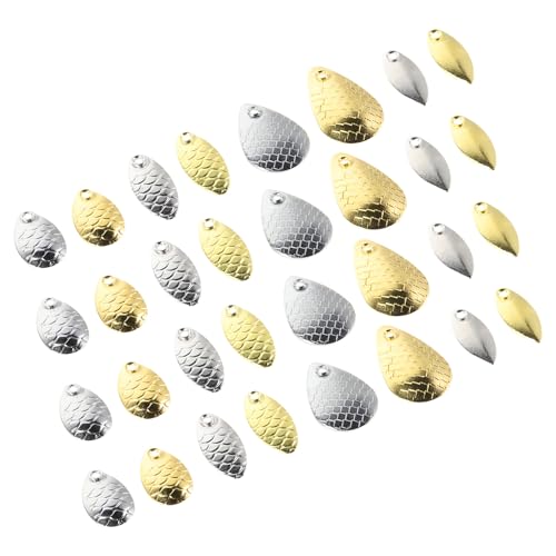 Ciieeo Kit de 400 Cuchillas Metálicas para Señuelos de Pesca de Agua Dulce, Hojas Giratorias Doradas y Plateadas en 5 Tamaños (13x6, 11x7, 12x5, 15x11 Mm), Suministros para Fabricar