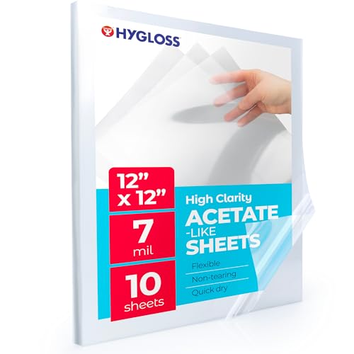 Hygloss 12' x 12' Acetate Paper - 7 Mil Clear Acetate Sheets for...