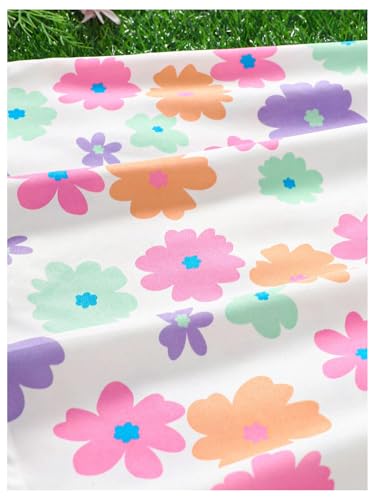 MakeMeChic Girl's Floral Mini Dress Crew Neck Flutter Sleeve A Line Flowy Beach Vacation Short Dress4