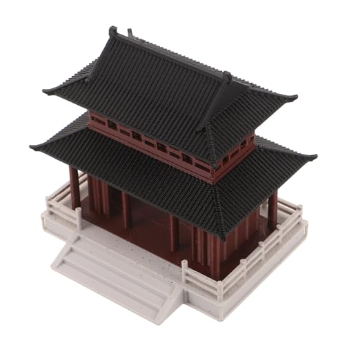 Ciieeo Mini Pabellón Chino de Pagoda de Doble Nivel 7,5x8x6,5 Cm para Decoración Zen de Bonsáis y Acuarios, Estatua de Jardín Micropaisajístico en Resina para Terrarios y Espacios