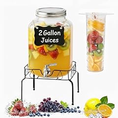 2 Gallon Glass Drink Dispenser with Stand