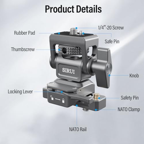 Image of SIRUI Camera Cage for Sony ZV-E1 with Silicone Grip and HDMI Cable Clamp and Camera Monitor Holder with NATO System Mount Bundle