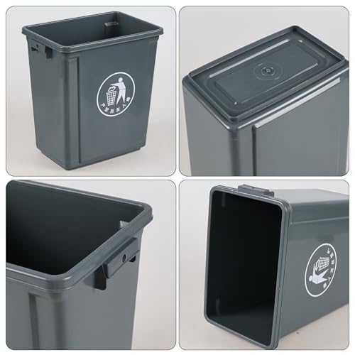 Image of Kekow 2.6 Gallon Small Bathroom Trash Can, 4-Pack Open-Top Plastic Rectangular Wastebasket, Gray, F