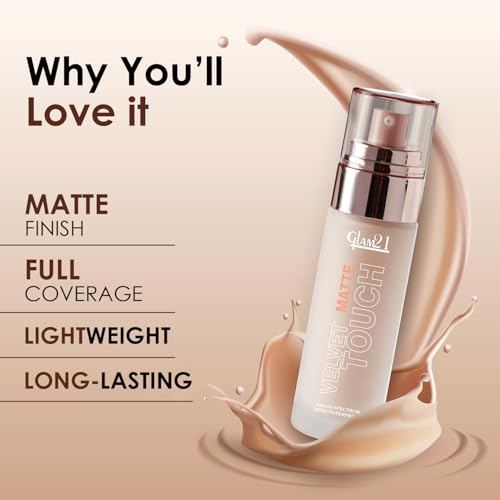 Image of Glam21 Velvet Touch Oil Control Silk Foundation|Waterproof, High Coverage, Velvet Matte Finish,Ultimate Full coverage, Lightweight and Breathable,SPF 35 Long Lasting|Beige-50gm
