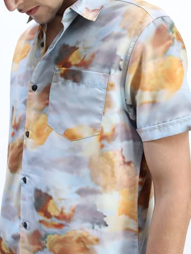 Image of Highlander Men's Abstract Print Half Sleeves Shirt | Bold & Stylish | A Fusion of Art and Fashion | Shirt for Man | Men Shirts | Casual Shirt for Men