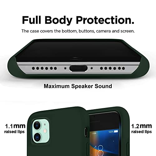 Image of VONZEE Liquid Silicone Soft Back Cover for iPhone 11 Case, Shockproof Slim Camera & Full Body Protection Non Yellowing Cover with Microfiber Lining & Logo Cut (6.1 Inch) -Alpine Green
