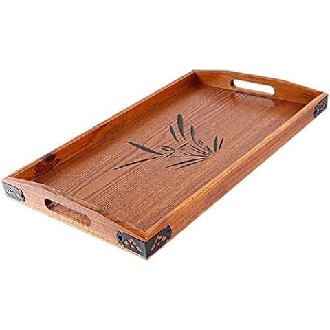 BandTie Solid Wood Serving Tray,Wooden Tray for Tea/Coffee/Wine/Food-Used As Rectangular Wooden Platter/Decorative Tray/Breakfast Tray/Party Platter/Nesting/Kitchen and Dining with Handles,Large Size Cover
