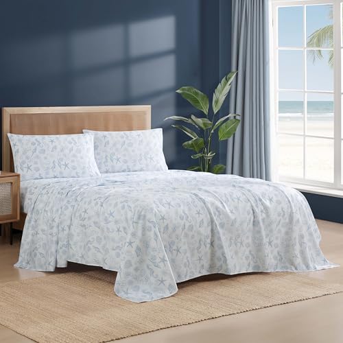 Image of Caribbean Joe Queen Coastal Print Microfiber Sheet Set, Coastal Brocade