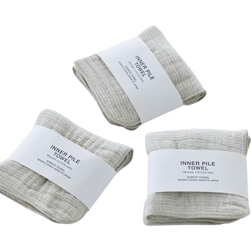 神藤タオル インナーパイル ミニタオル(アイボリー・3枚セット)オーガニックコットン 綿100% SHINTO TOWEL 泉州タオル