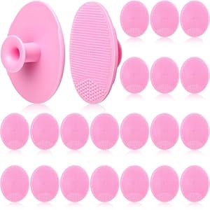 Nuogo 20 Pack Face Scrubber Soft Silicone Facial Cleansing Brush Wash Brush for Deep Cleaning, Face Scrub Brushes for Massage Faces Exfoliator Blackhead Removing Faces Cleansing Pads(Pink)