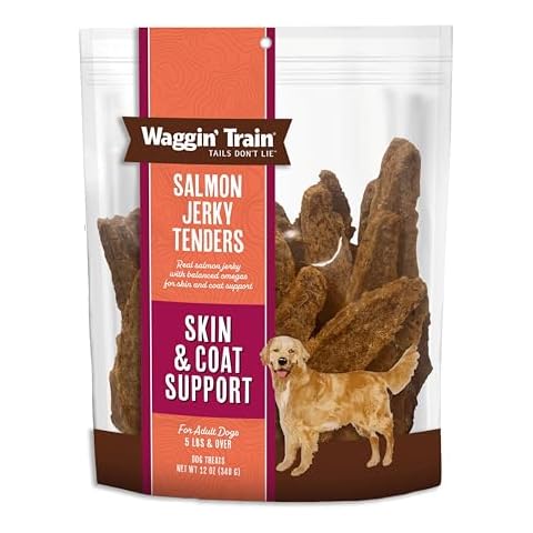 Waggin' Train Salmon Jerky Tenders for Skin & Coat Support for Dogs - 12 oz Pouch - Grain Free, High Protein Dog Treat Cover