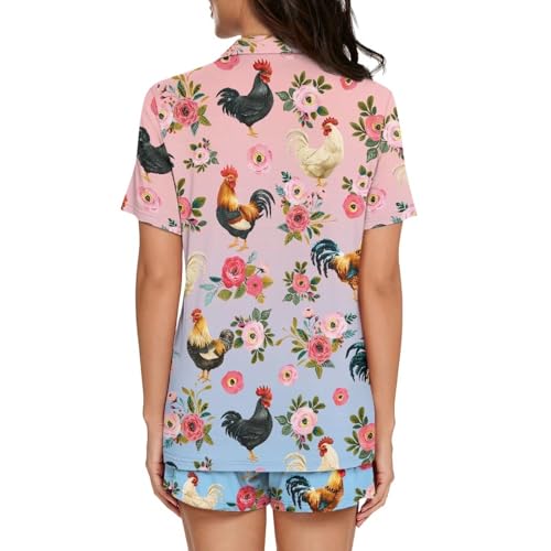 Image of Women's Short Sleeve Sleepwear Pajamas Nightwear with Pockets | skin-friendly breathable material resists pilling fading and deformation after repeated washing