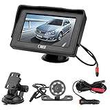 OBEST 4.3インチLCDモニター バックモニターカメラセット リアカメラ 暗視機能強化 ガイドライン 正像 鏡像切替 ケーブル一本配線 取り付け超簡単 バックカメラセット フロントカメラ モニターセット 駐車支援システム 12V対応 日本語説明書