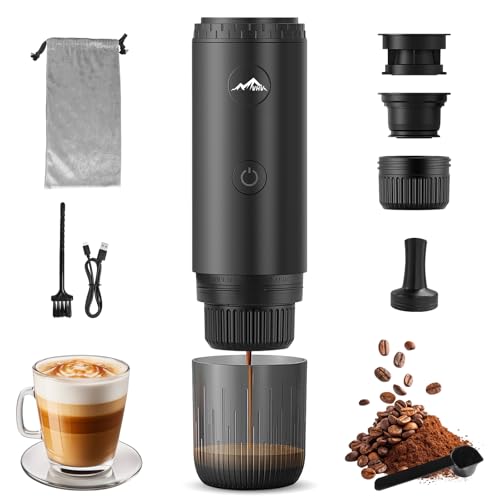 VHV Machine à Cafe Portable, Cafetière Portable 3 en 1 Compatible avec les Capsules Espresso et Poudre de Café, Rechargeable Pour Voyage, Camping, Voiture,...