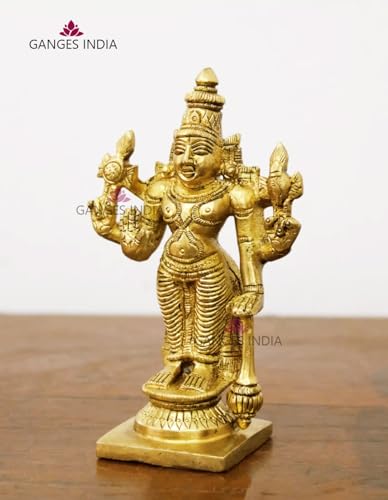 Estatua de latón de Lord Vishnu Narayan 12 cm miniatura 4