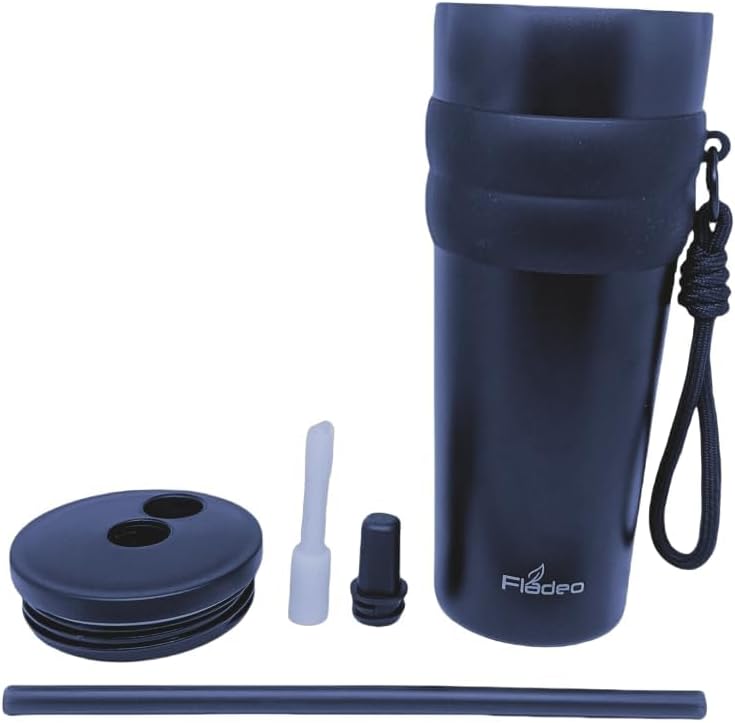 24oz Twin-Pack Insulated Coffee Mugs with Straw | Double-Wall Vacuum Stainless Steel Travel Tumbler Cups, Leak-Proof Lid for Hot & Cold Beverages, Coffee, Tea & Sports Drinks (Black & White, 2-Pack) - Image 9