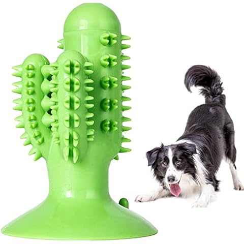 GNCLOUD Dog Chew Toy Made with Durable Natural Rubber for Aggressive Chewers, Cactus Shaped Pet Teething Toys for Playtime and Teeth Cleaning, Dog Toys of Various Shapes Cover