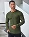 COOFANDY Men's Long Sleeve Henley Shirts Stretch Ribbed T-Shirts Fashion Casual Basic Tops Army Green