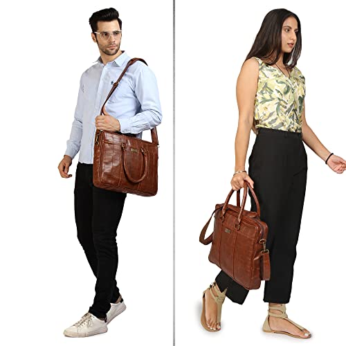Image of Probus 13-Inch / 14 Inch / 15.6 Inch Vegan Leather Laptop Messenger Bag Sleeve Case Cover for MacBook Office Executive