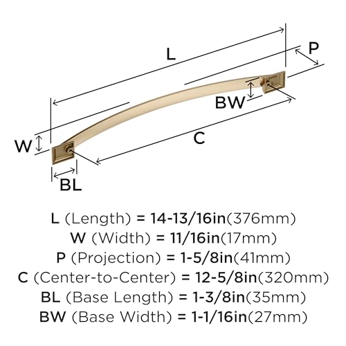 Image of Amerock Candler 12-5 /8 inch (320mm) Center-to-Center Golden Champagne Cabinet Pull, BP29353BBZ