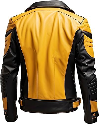 Men's Biker Multi Color Leather Jacket, Leather Biker Jacket for Men, Faux Leather Biker Bomber Jacket - Image 2